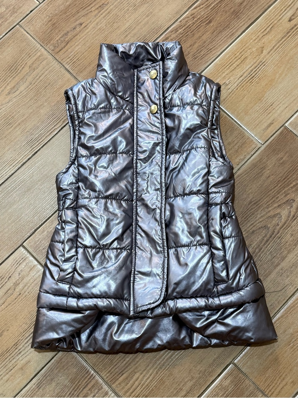 Imoga Metallic Gunmetal Quilted Puffer Vest